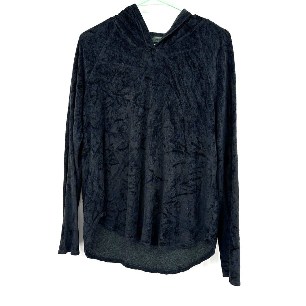 Michael Stars Size‎ Medium Sweater Black Velvet Hoodie Pullover Outerwear Soft